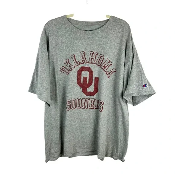 Champion Oklahoma University‎ OU Sooners Shirt Unisex 2XL Gray Short Sleeve - Picture 2 of 9